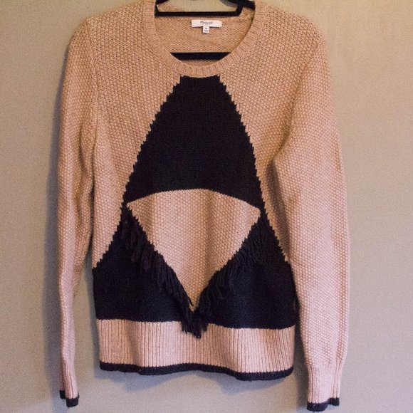 Madewell Sweaters - Brown & Black Madewell Sweater with Fringe